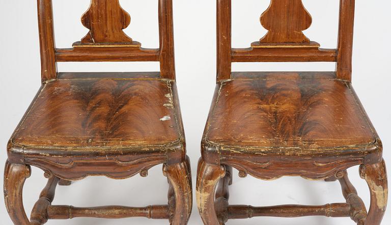 Stolar, ett par, Stockholmsarbeten, 1700-talets mitt, Senbarock.