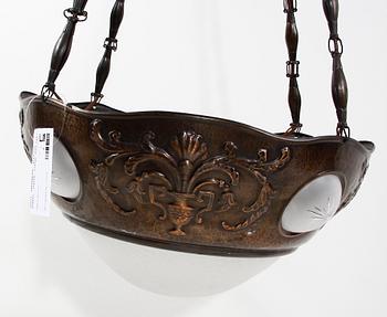 TAKARMATUR, glas och koppar, jugend, tidigt 1900-tal.