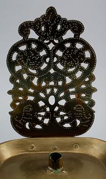 VÄGGLAMPETTER, 1 par, mässing, 1800-tal.