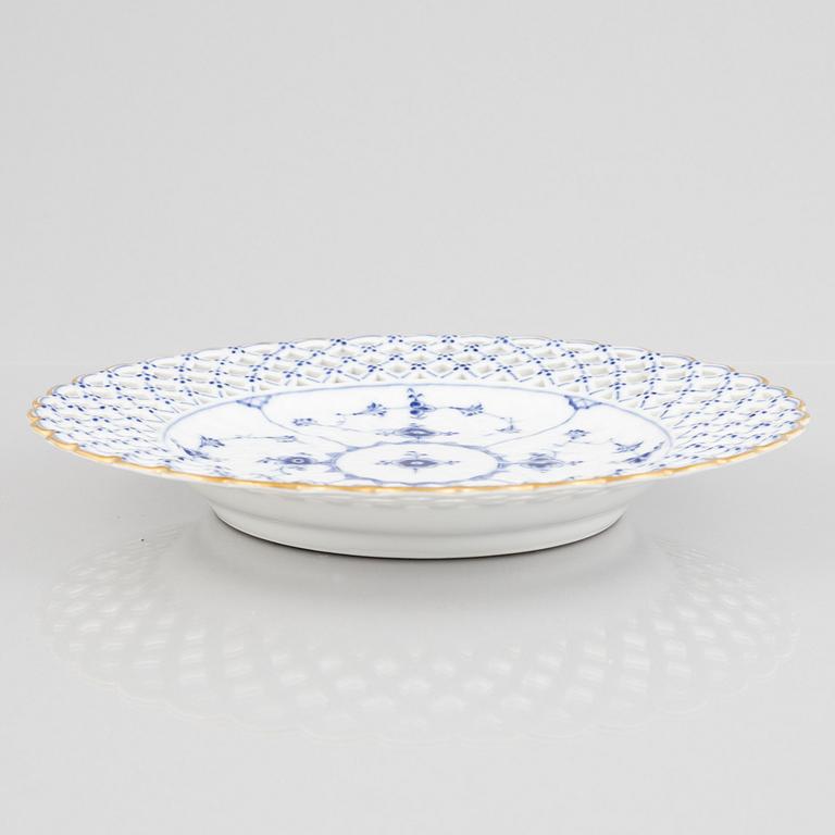A 'Blue Fluted Full Lace' porcelain dish, Royal Copenhagen, 19th century.