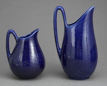 SERVISDELAR, 3delar, flintgods, "Blå Eld", Hertha Bengtsson, Rörstrand, 1965-66.