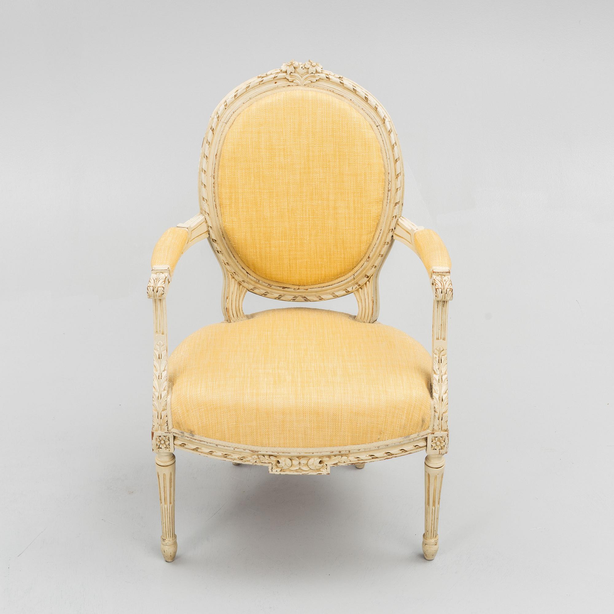 Karmstol, Louis XVI-stil, omkring år 1900.