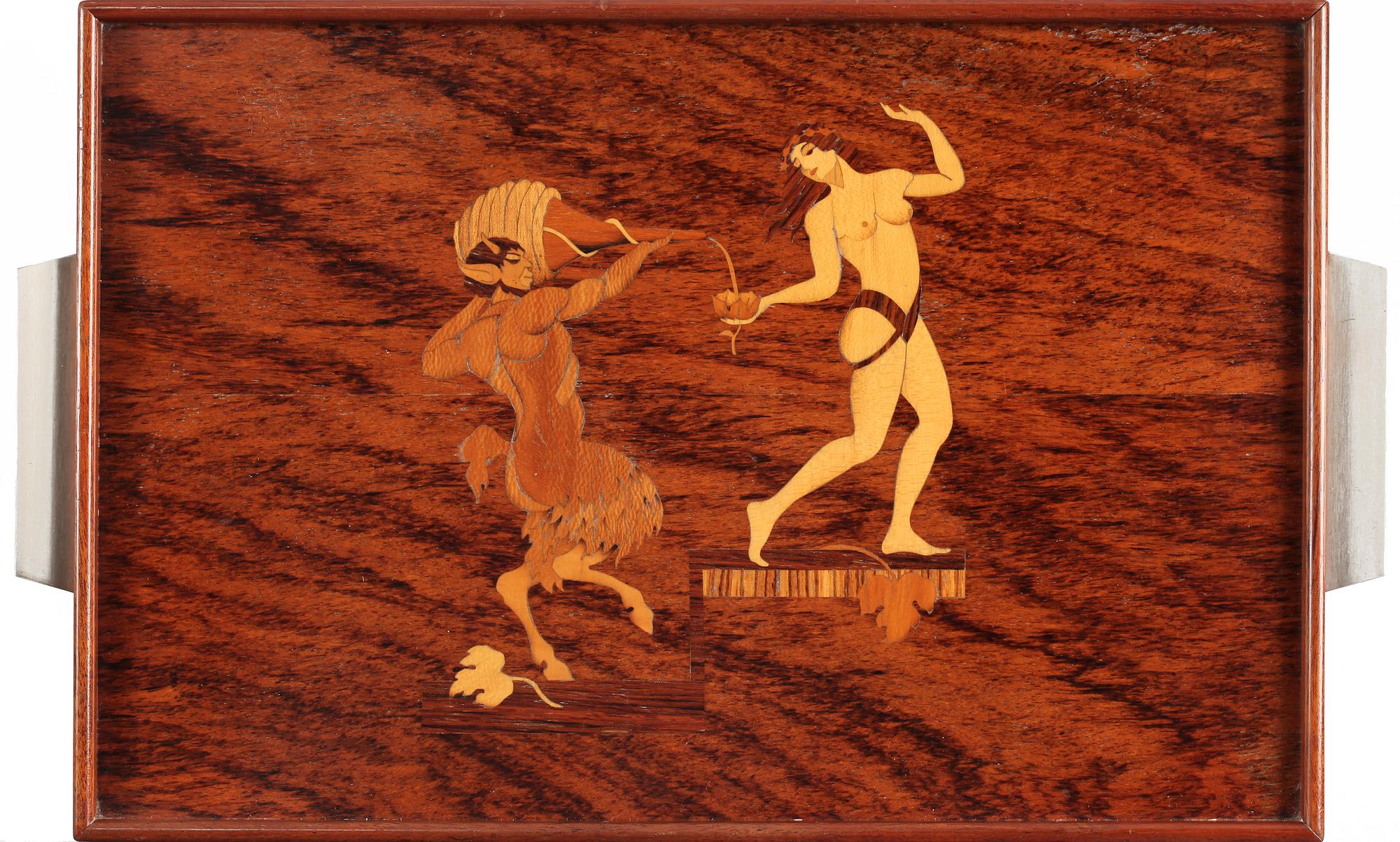 BIRGER EKMAN, bricka, Mjölby Intarsia, 1940-tal.