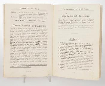 BROSCHYR. "HVITA STJERN LINIEN", "WHITE STAR LINE", Generalagent Carl Eriksson, Göteborgs Litografiska Aktiebolag, 1907.