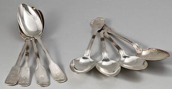 MATSKEDAR, 8 st, silver, Carl Johan Grönvall resp Möllenborg, Stockholm 1800-talets andra hälft till tidigt 1900-tal.
