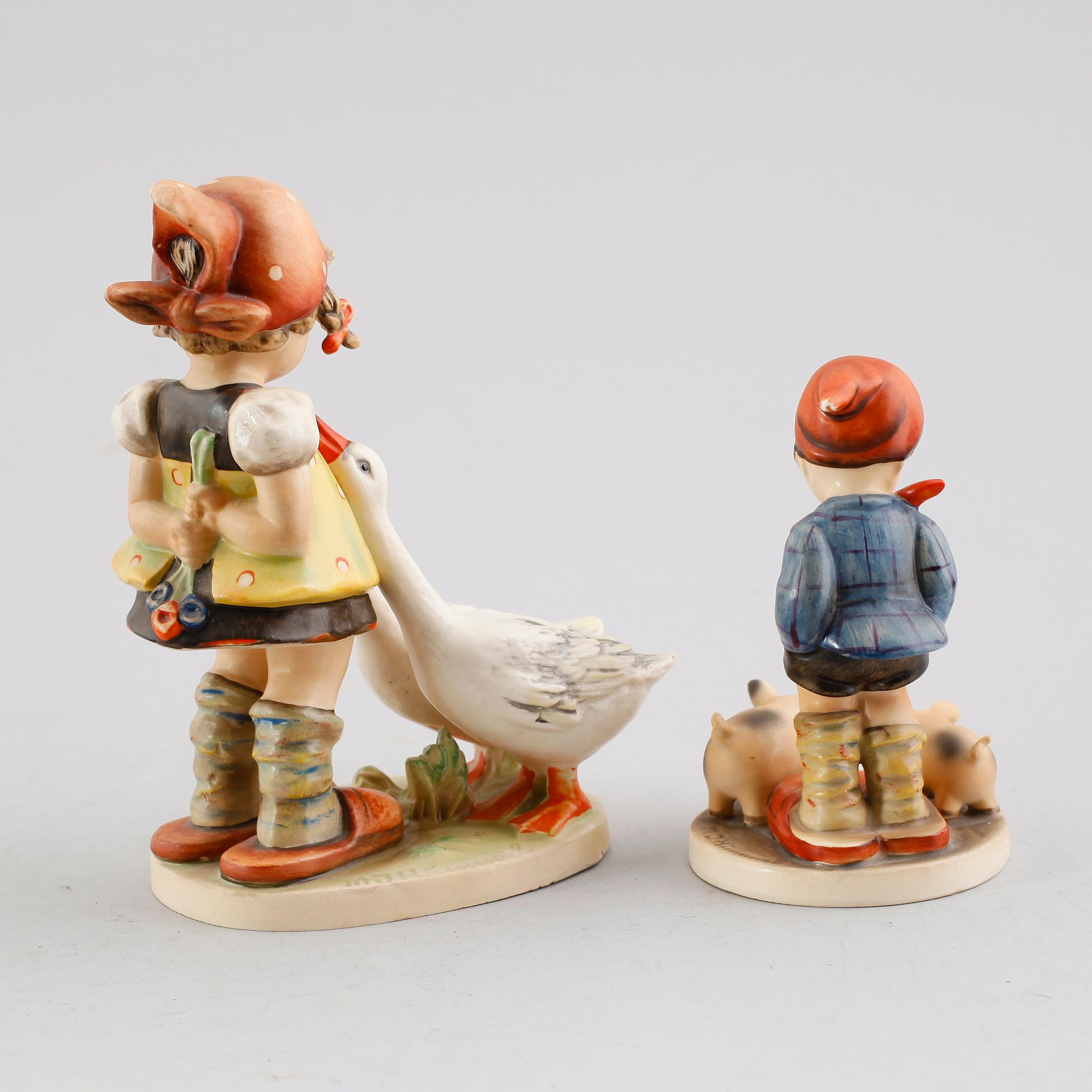 FIGURER, 2 st, porslin, MJ Hummel, Goebel, 1920-tal.