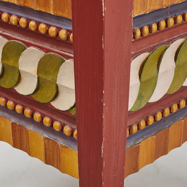 Two polychrome-painted Swedish chairs, 20th century.