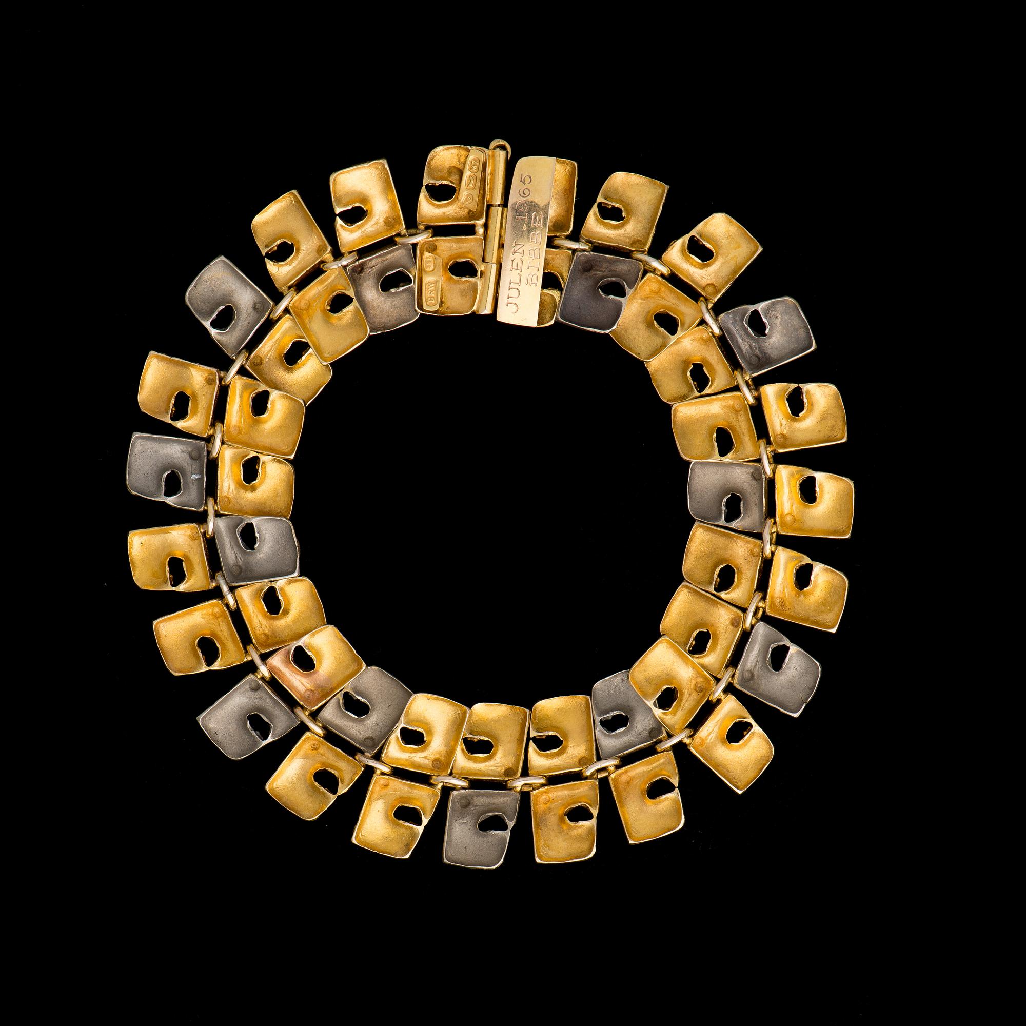 BJÖRN WECKSTRÖM, C-armband, 14K vit-och gulguld, BRW 1965. Unik.