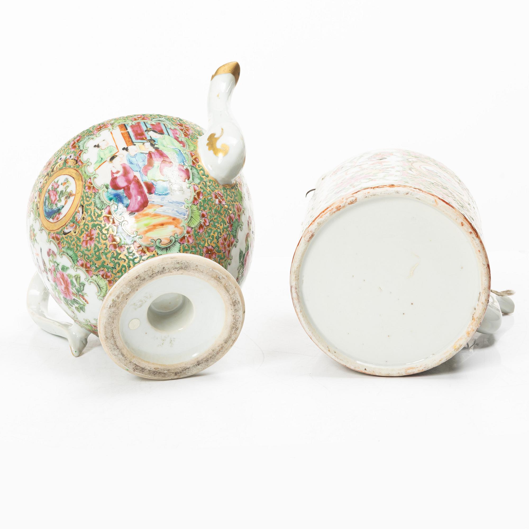 Parti porslin, 10 delar, Kanton, Kina, 1800-tal.