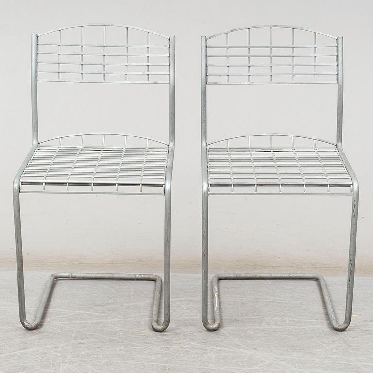 Five 'High-tech' hot galvanized garden furnitures, from Grythyttan. Designed by Nisse Strinning, designed 1984.