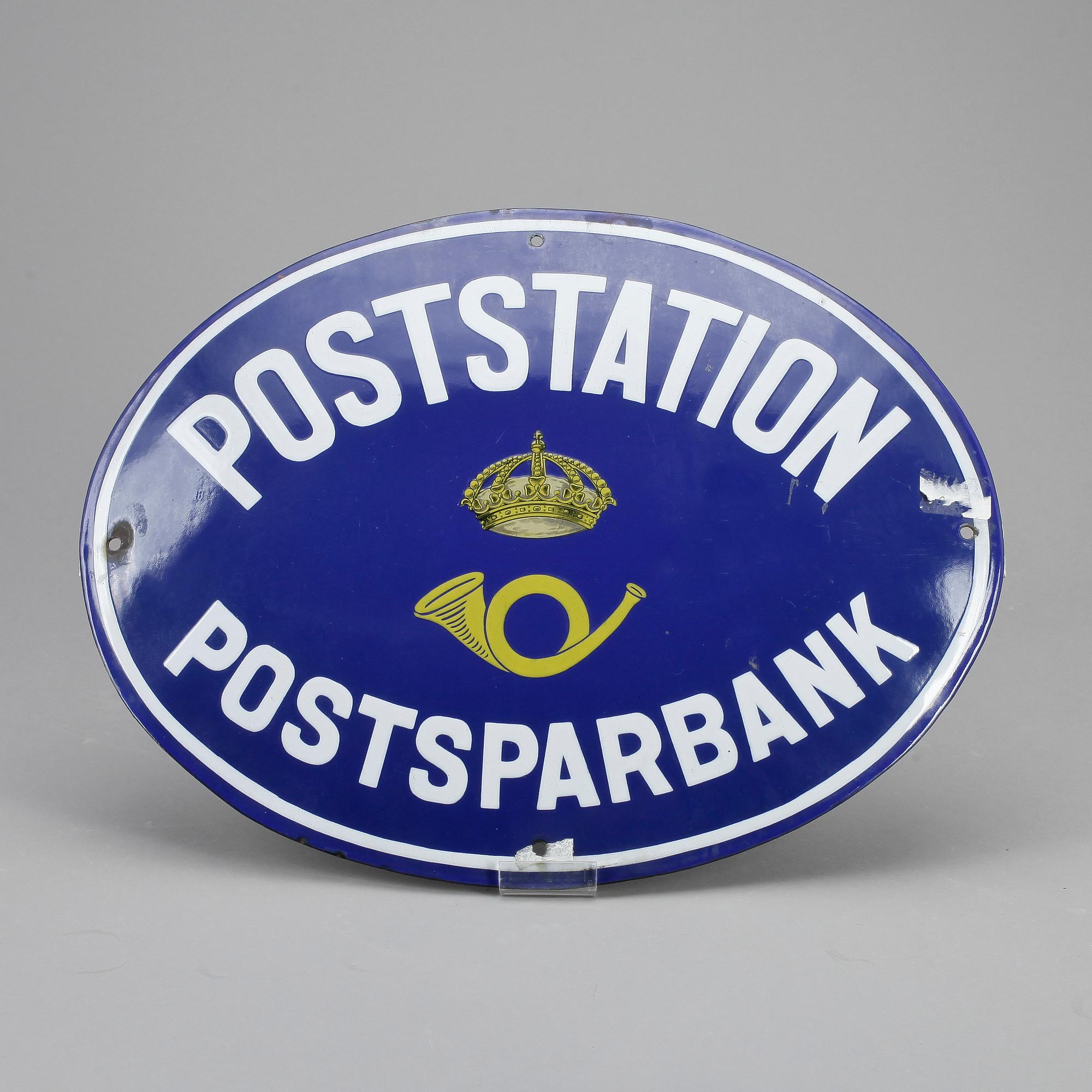 BUTIKSSKYLT, emalj, omkring 1900-talets mitt.