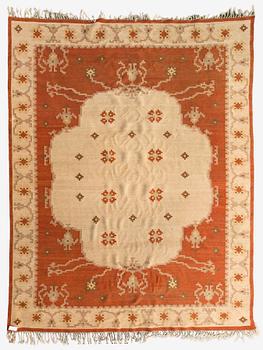 A Finnish flat weave carpet , possibly Orkamo Oy, Finland. Circa 400 x 300 cm.