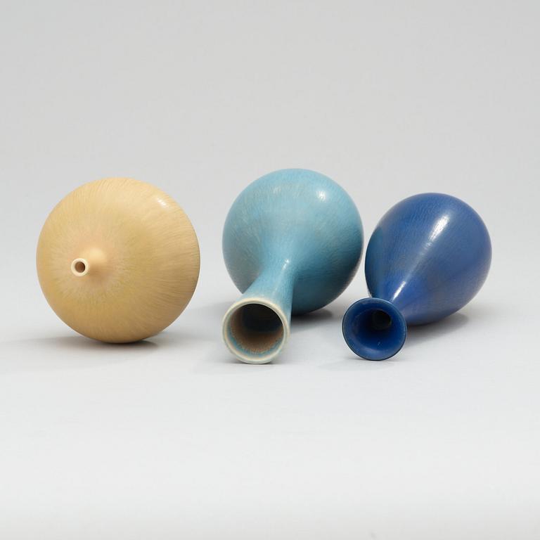 Three Berndt Friberg stoneware vases, Gustavsberg Studio 1969-70.