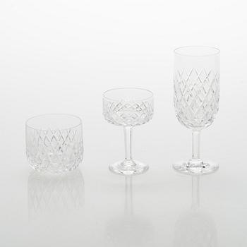 Ingeborg Lundin, glasservis, 18 delar, "Elisabeth", Orrefors, signerade OF.