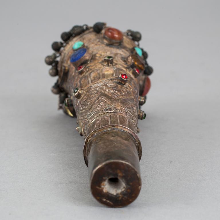 An inlaid silver pipe. presumably India, early 20th century.