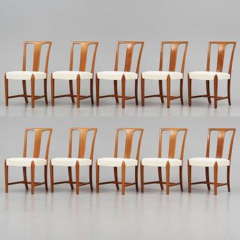 a set of ten mahogany chairs, for the Stockholm Crafts Association, 1940s-50s.