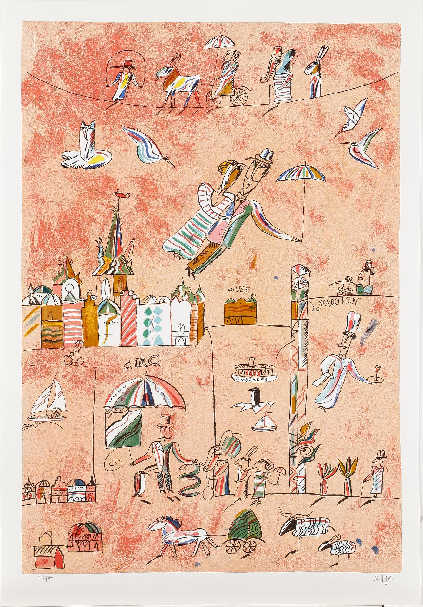 MADELEINE PYK, färglitografi, signerad och numrerad 118/380.