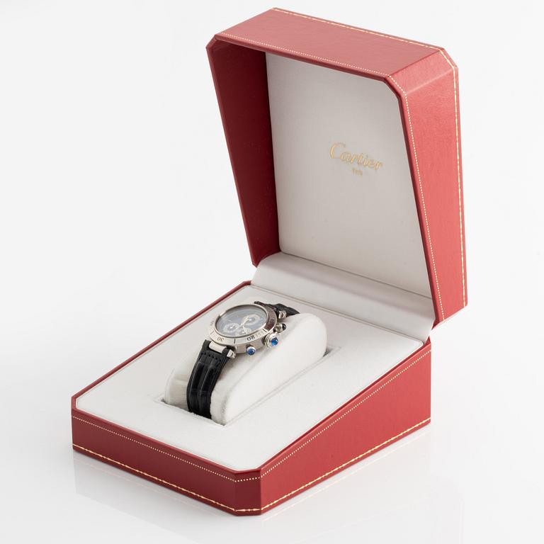 Cartier, Pasha, wristwatch, chronograph, 35,5 mm.