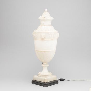 An alabaster urn/table lamp, 20th century.