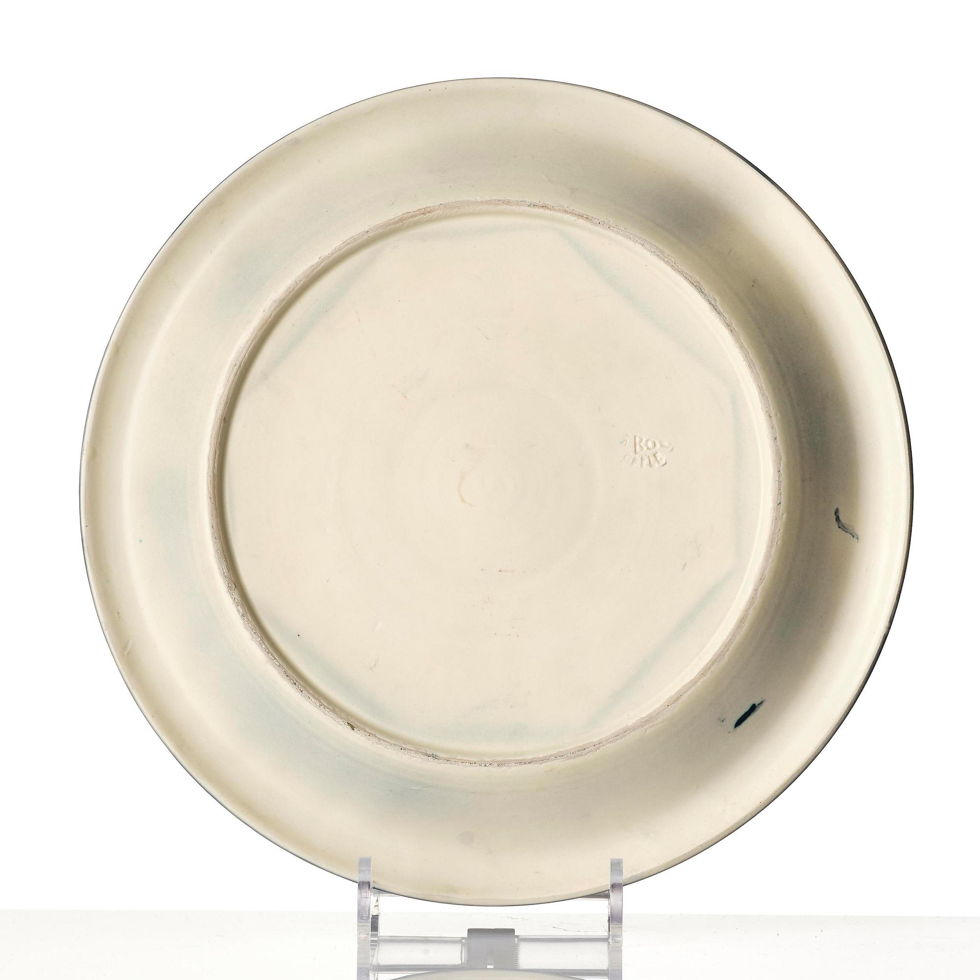 Ewald Dahlskog, a faience dish, Bobergs Fajansfabrik, Gävle, dated 15.8. 1930.