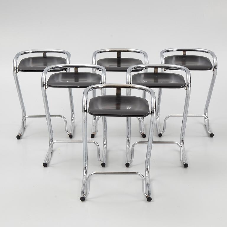 Börge Lindau and Bo Lindekrantz, six matched bar stools, 'S70-3', Lammhults.