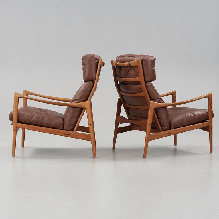 Ib Kofod-Larsen, a pair of 'Kandidaten' easy chairs, OPE Möbler, Sweden 1960's.