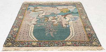 Carpet, Old figural, Tabriz, approx. 138 x 101 cm.