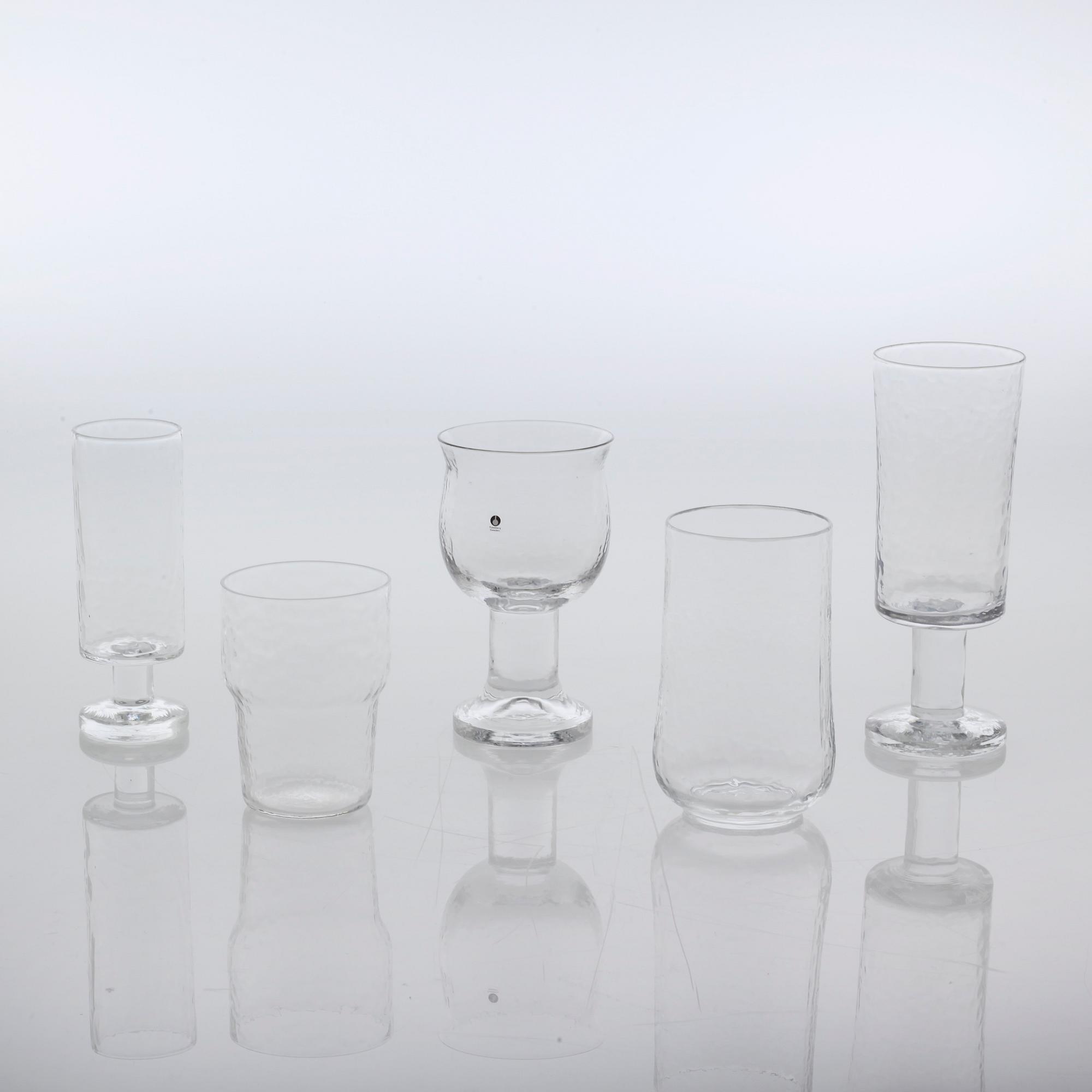 SERVISDELAR, 76 st, glas, bla "Rustica", Göran Wärff, Pukeberg, modellen lanserad 1967.