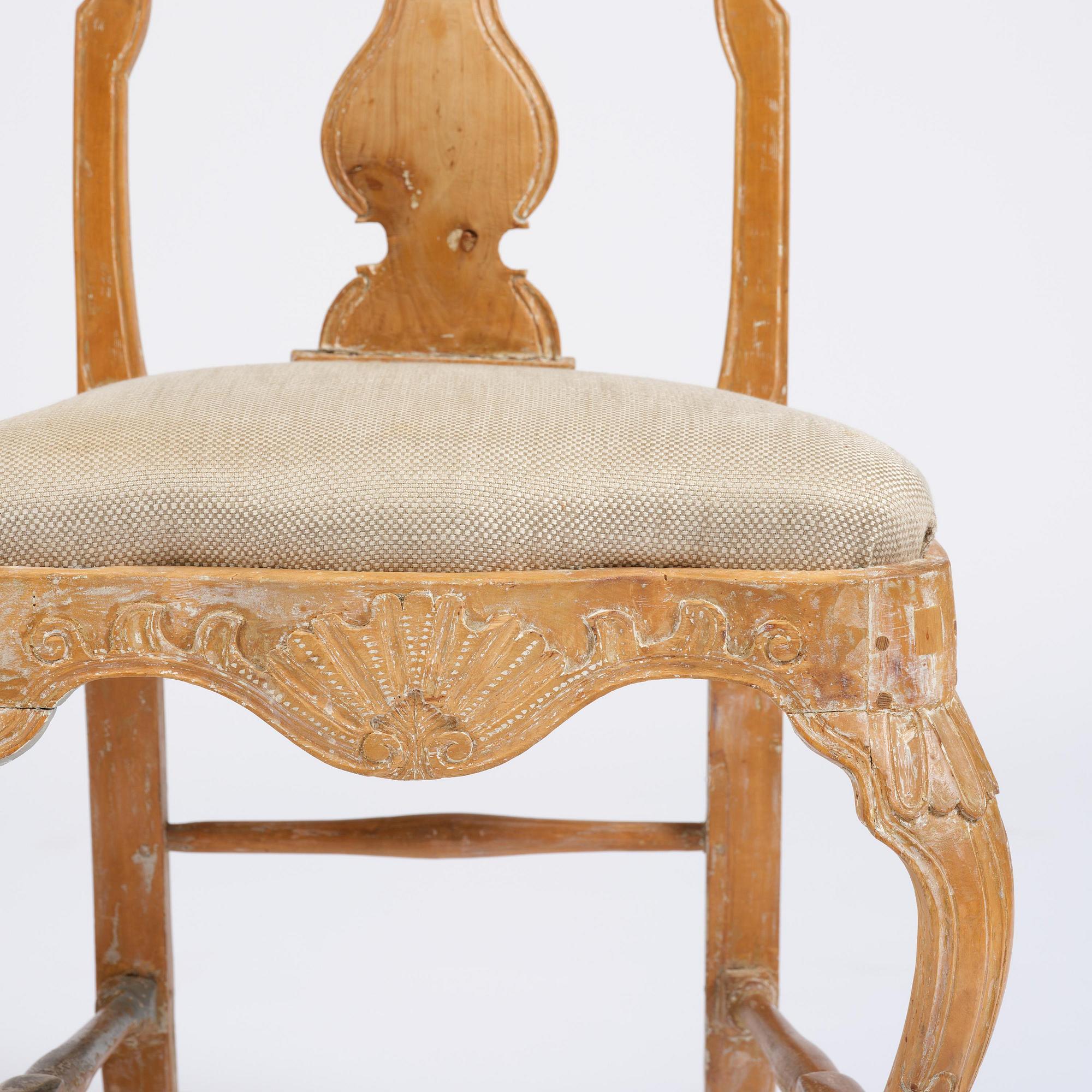 An assembled suite of eleven Swedish rococo chairs, later part 18th century.
