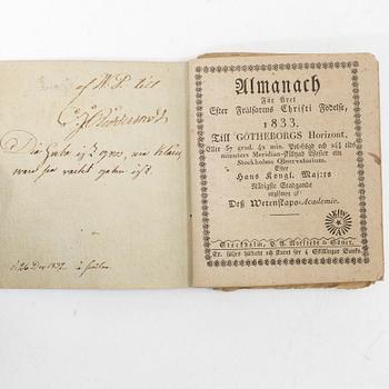 Almanacka samt skissblock, 1800-talets första hälft.