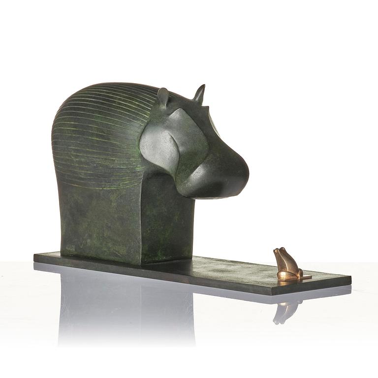 Gunnar Cyrén, a sculpture, "Kan du inte tala?", ed. 5/7, Herman Bergman konstgjuteri, Stockholm & Gävle, 1988.