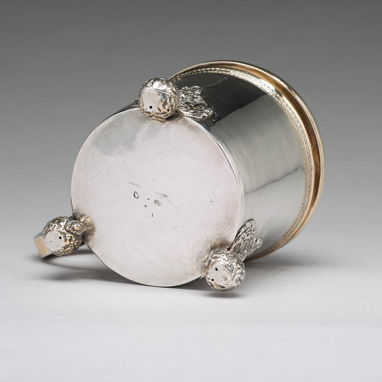 A Swedish 18th century parcel-gilt silver tankard, mark of Olof Lind, Mariestad (1752-1767 (1770)).