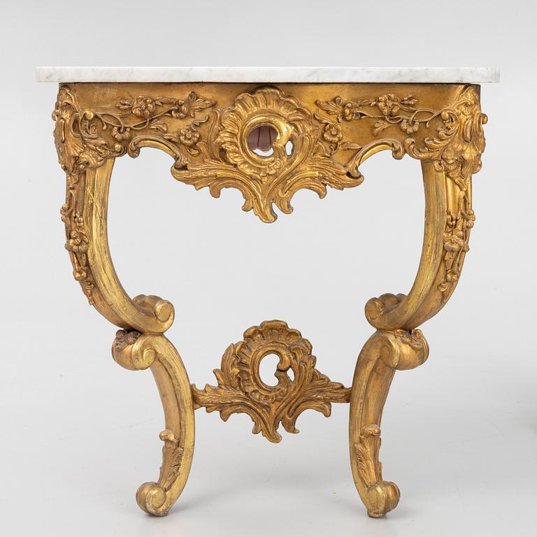 A Rococo style console table, late 19th Century.
