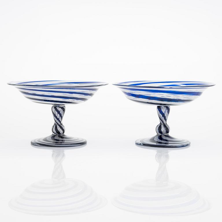 A pair of  ca. 1860s filigree glass bowls from Nuutajärvi Finland.