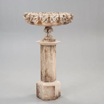 A late 19th century, probably Italian, alabaster urn with handles.