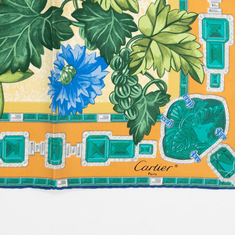 Cartier, an 'Emeralds/Emeraudes' silk scarf.