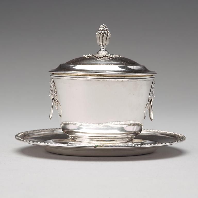 A Swedish 19th century parcel-gilt silver bowl and cover mark of Johan Petter Grönvall, Stockholm 1823.