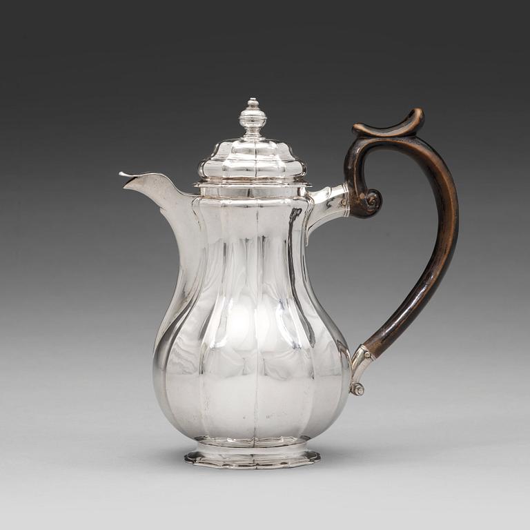 Wilhelm Andreas Meijer, kaffekanna, silver, Stockholm 1746, senbarock.