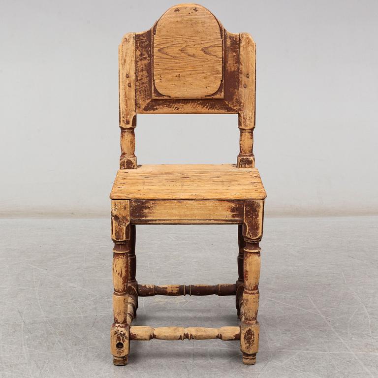 A painted pine chair from Jämtland or Härjedalen, 19th Century.