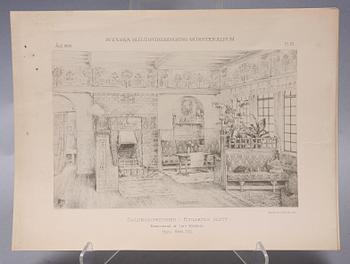 PARTI MÖNSTERPLANSCHER SAMT BOKMAPP, "Svenska Slöjdföreningen", 1880-1910-tal.
