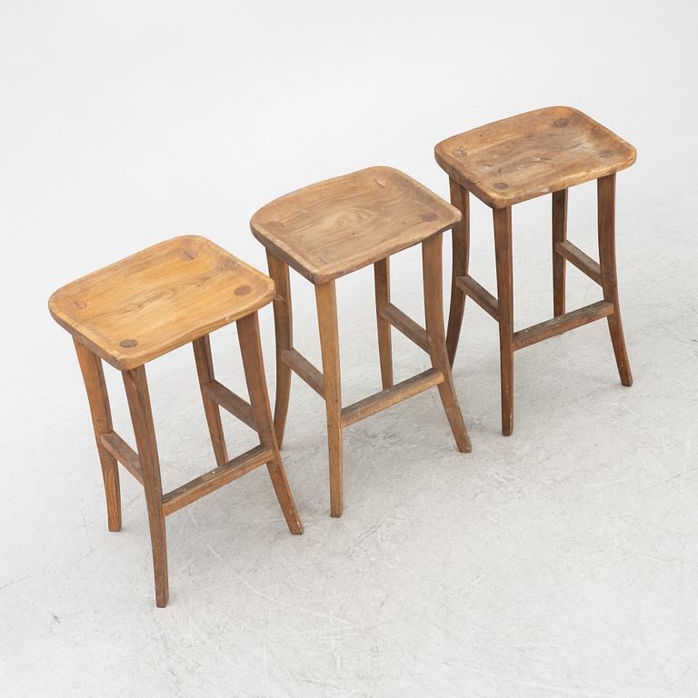 Bar stools, 3 pcs, late 20th century.