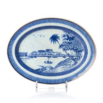 A blue and white 'Fort William' dish, Qing dynasty, Jiaqing (1796-1820).