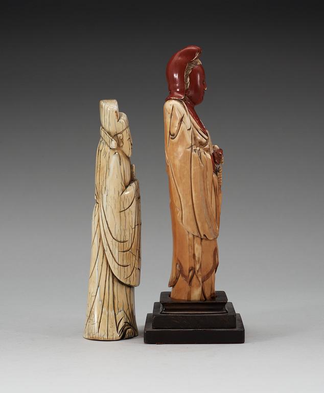 Two Ivory figures of deities, 17/18th Century.