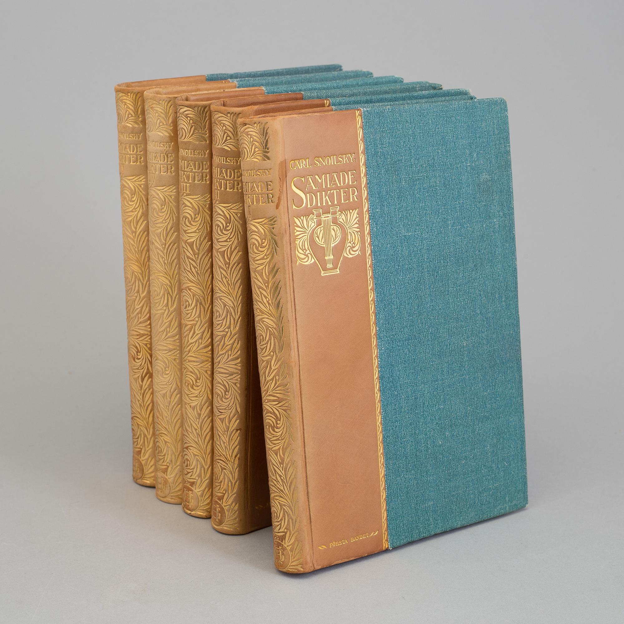 BÖCKER, 5 vol, Samlade dikter af Carl Snoilsky. I-V, 1903.