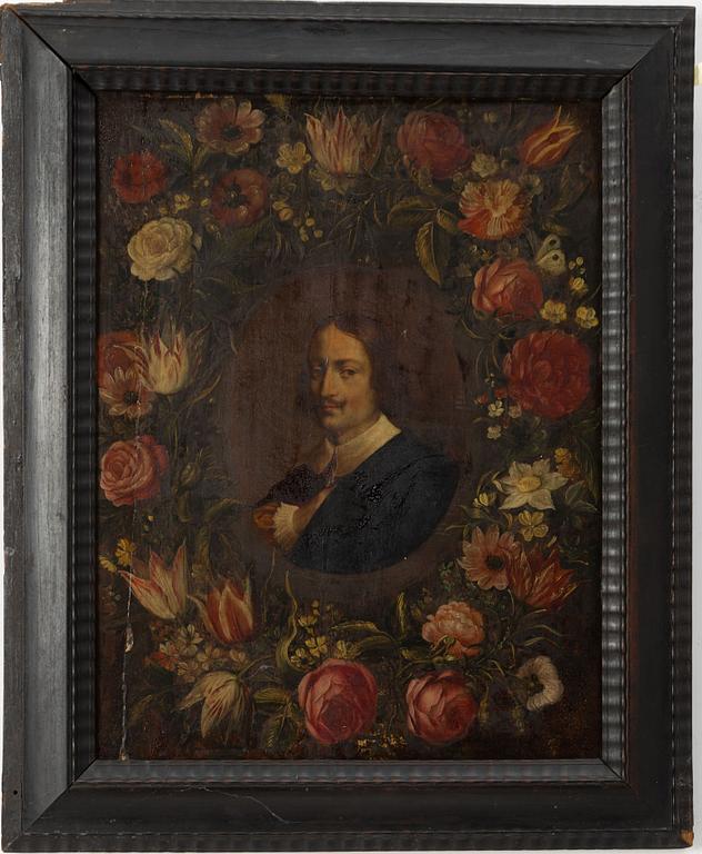 Jean Baptiste Morel, circle of, Portrait of a Man with a Floral Wreath.