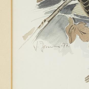 Lars Jonsson, akvarell, signerad och daterad 77.