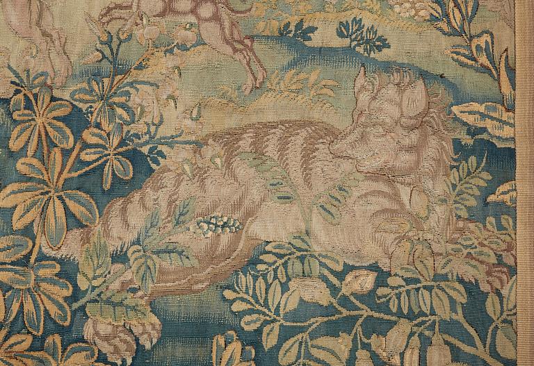 VÄVD TAPET, gobelängteknik, ca 191,5 x 220,5 cm, Flandern 1500-tal.