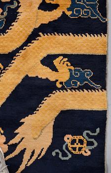 MATTO, PILLAR RUG, an old Chinese, possibly Ningxia, ca 236,5-237 x 76,5 cm (as well as ca 1 cm flat weave at the ends).