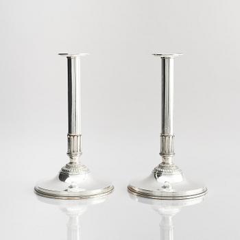 Atelier Borgila, a pair of silver candelabra, design Erik Fleming, Stockholm 1947.