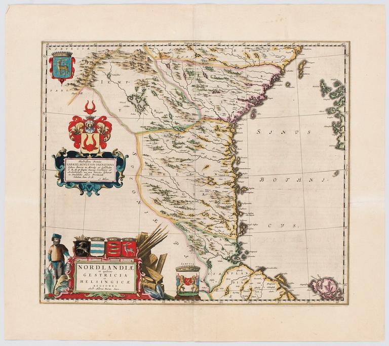 Willem Janszoon Blaeu, "Norlandiae et quibies Gestricia et Helsingicae regiones Auct: Andrea Buraeo Sueco".